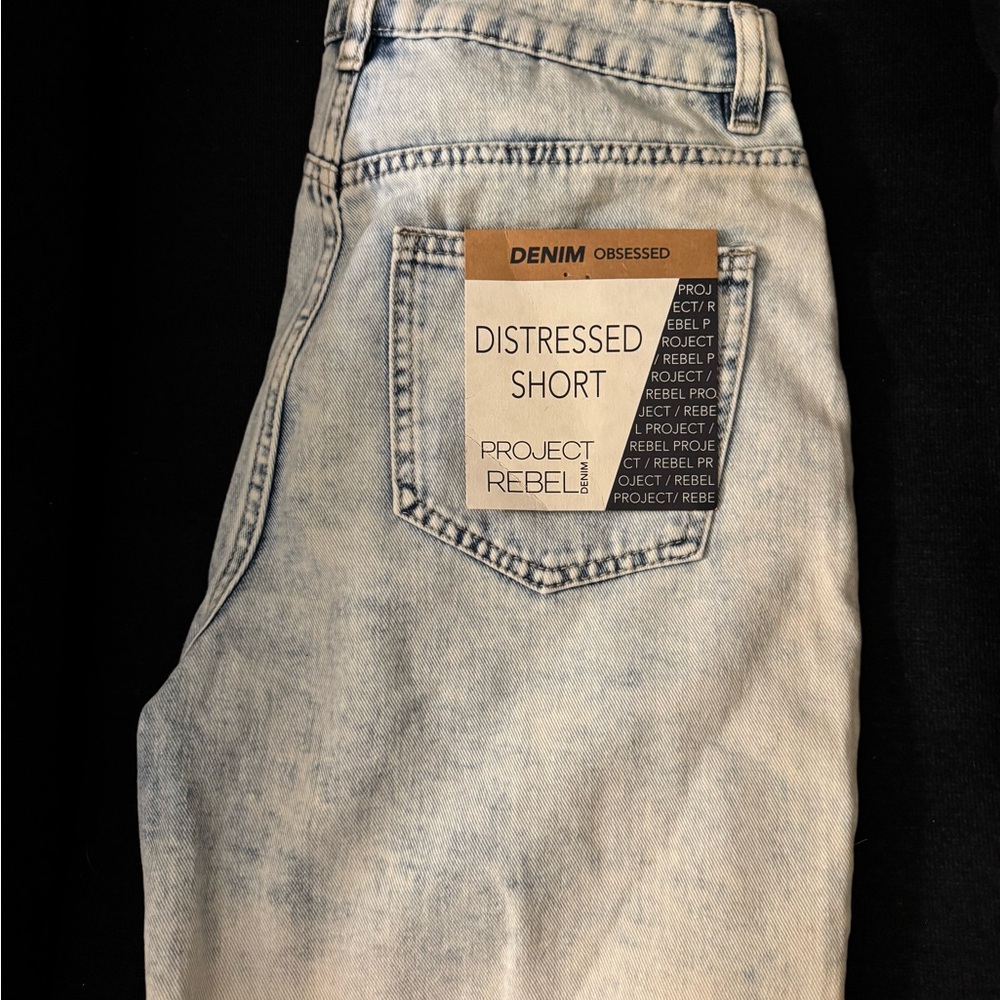 Distressed Light Blue Jean Shorts
